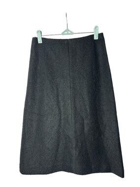 DKNY A-Line Midi Skirt Size 2 Pull On Black Polyester Acrylic Nylon Mohair Blend